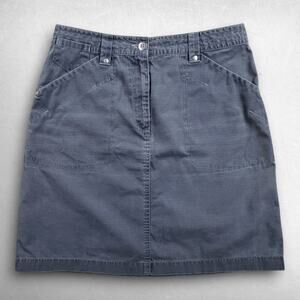 LL Bean Ripstop Utility Camp Skirt Women 8R Gray Pockets Zip Belt Loops Outdoor